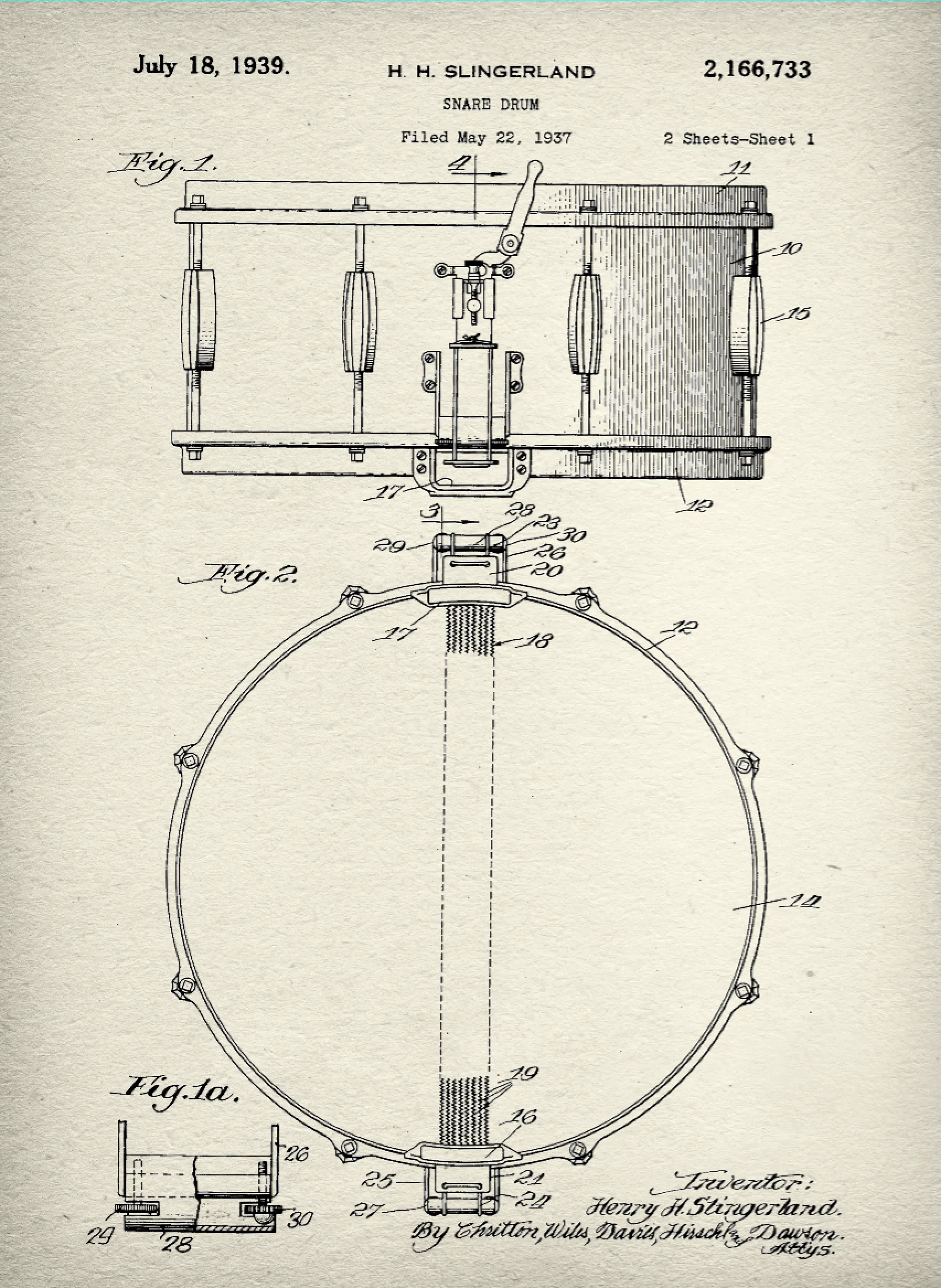 Music Patent Print Set on Canvas