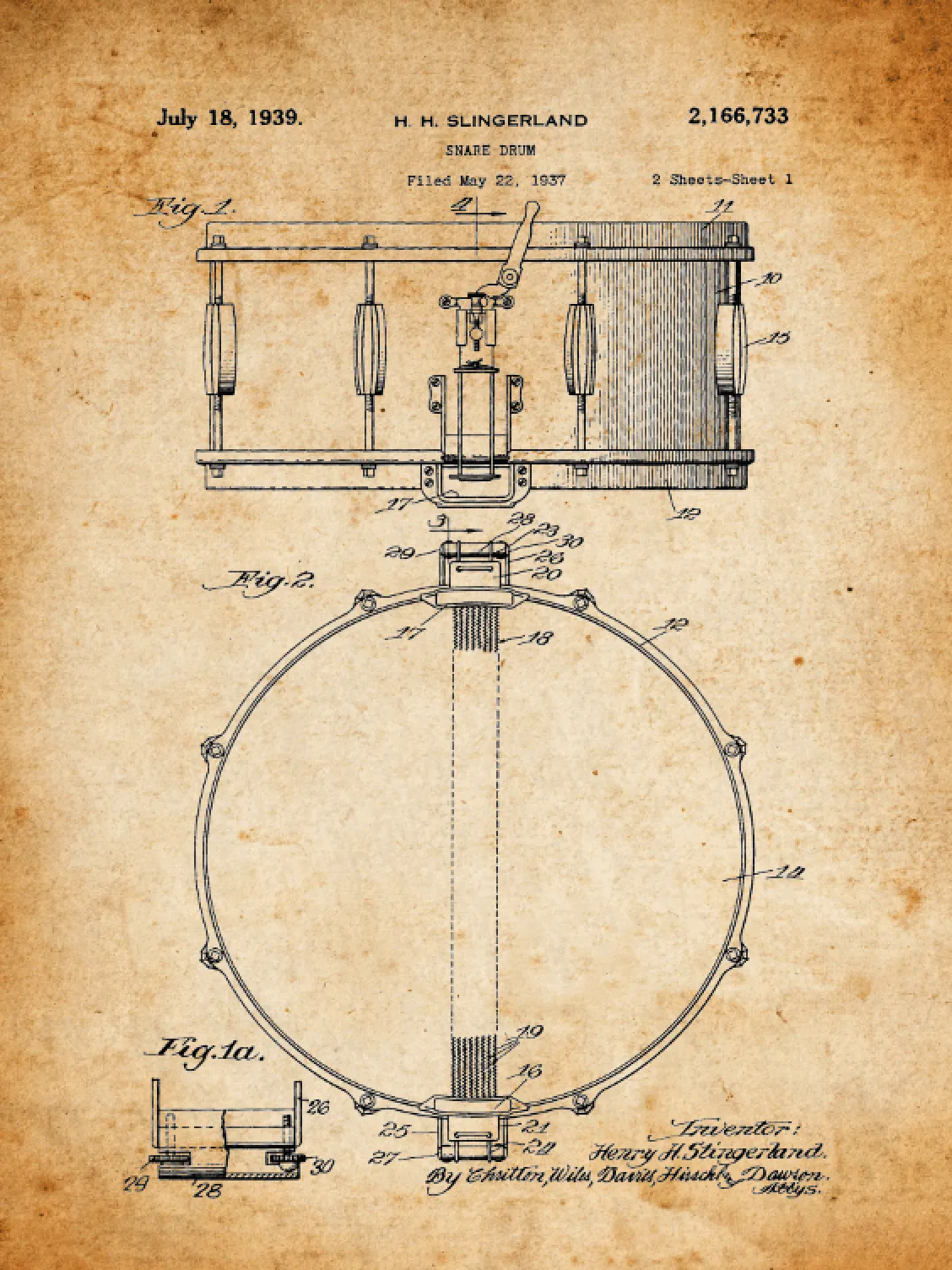 Music Patent Print Set on Canvas