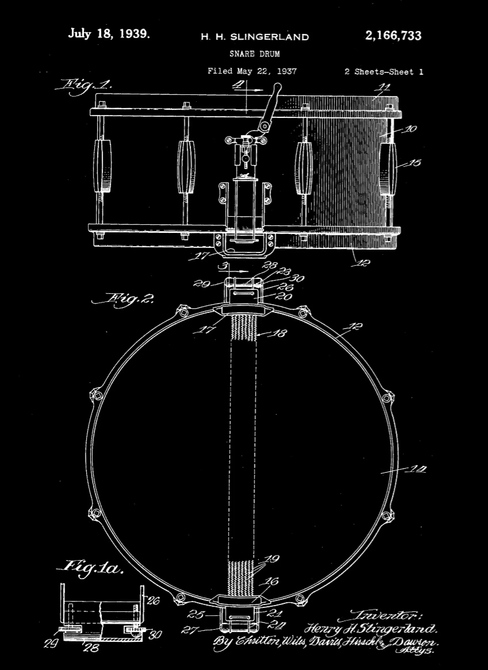 Music Patent Print Set on Canvas