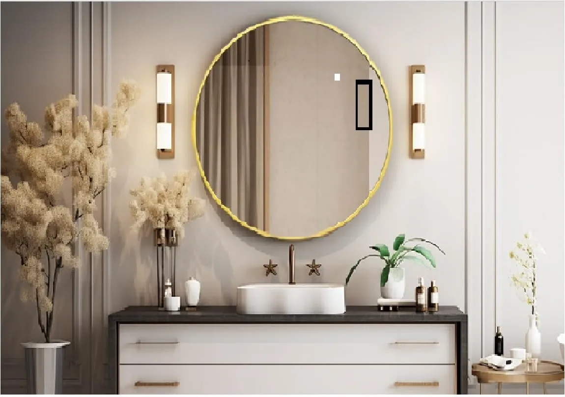 NEVEX Round Metal Wall Mirror || Modern Mirror Decorative Mirror || Gold Round Mirror for Your Wash Basin(24 X24 INCH) RD11-2