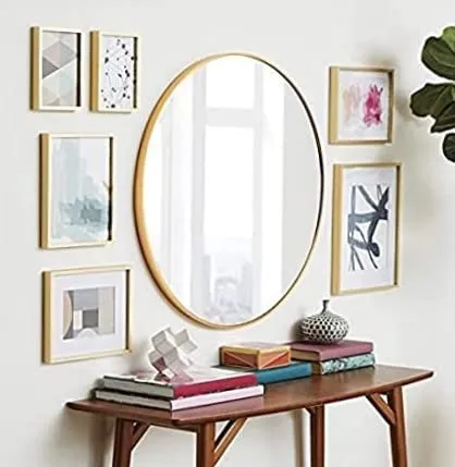 NEVEX Round Metal Wall Mirror || Modern Mirror Decorative Mirror || Gold Round Mirror for Your Wash Basin(24 X24 INCH) RD11-2