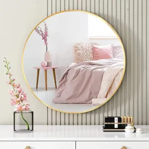 NEVEX Round Metal Wall Mirror || Modern Mirror Decorative Mirror || Gold Round Mirror for Your Wash Basin(24 X24 INCH) RD11-2