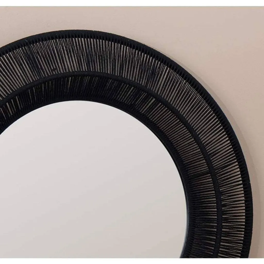 Nocturnal Whispers 35-in Round Woven Wall Mirror
