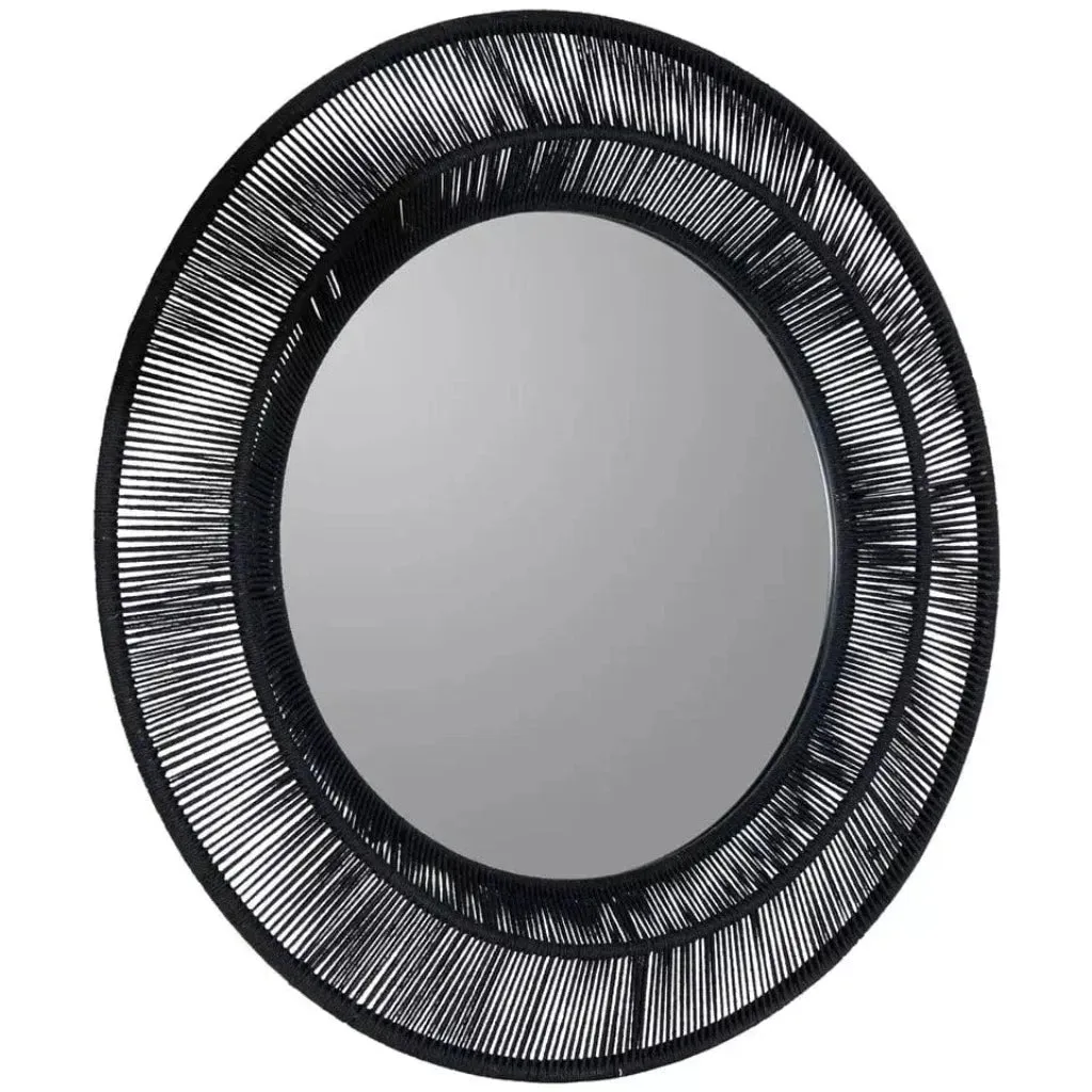 Nocturnal Whispers 35-in Round Woven Wall Mirror