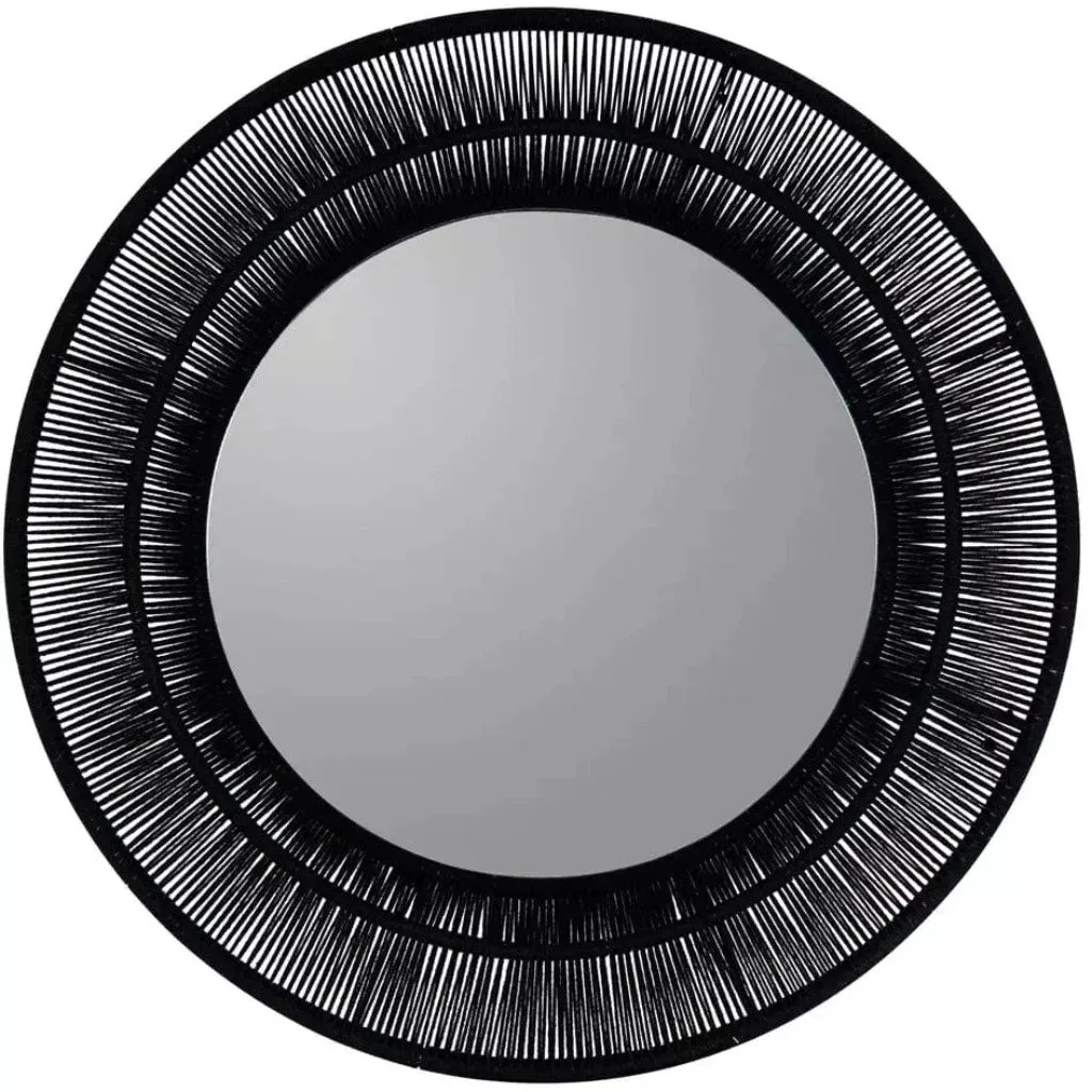 Nocturnal Whispers 35-in Round Woven Wall Mirror