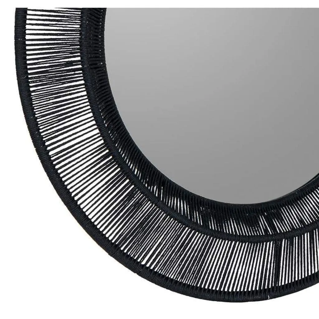 Nocturnal Whispers 35-in Round Woven Wall Mirror