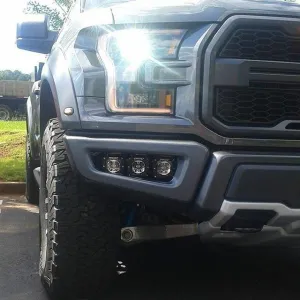 Offroad Alliance - Triple Fog Light Kit - Rigid Industries Radiance Pods w/ N-Fab Brackets - 2017-2020 Raptor