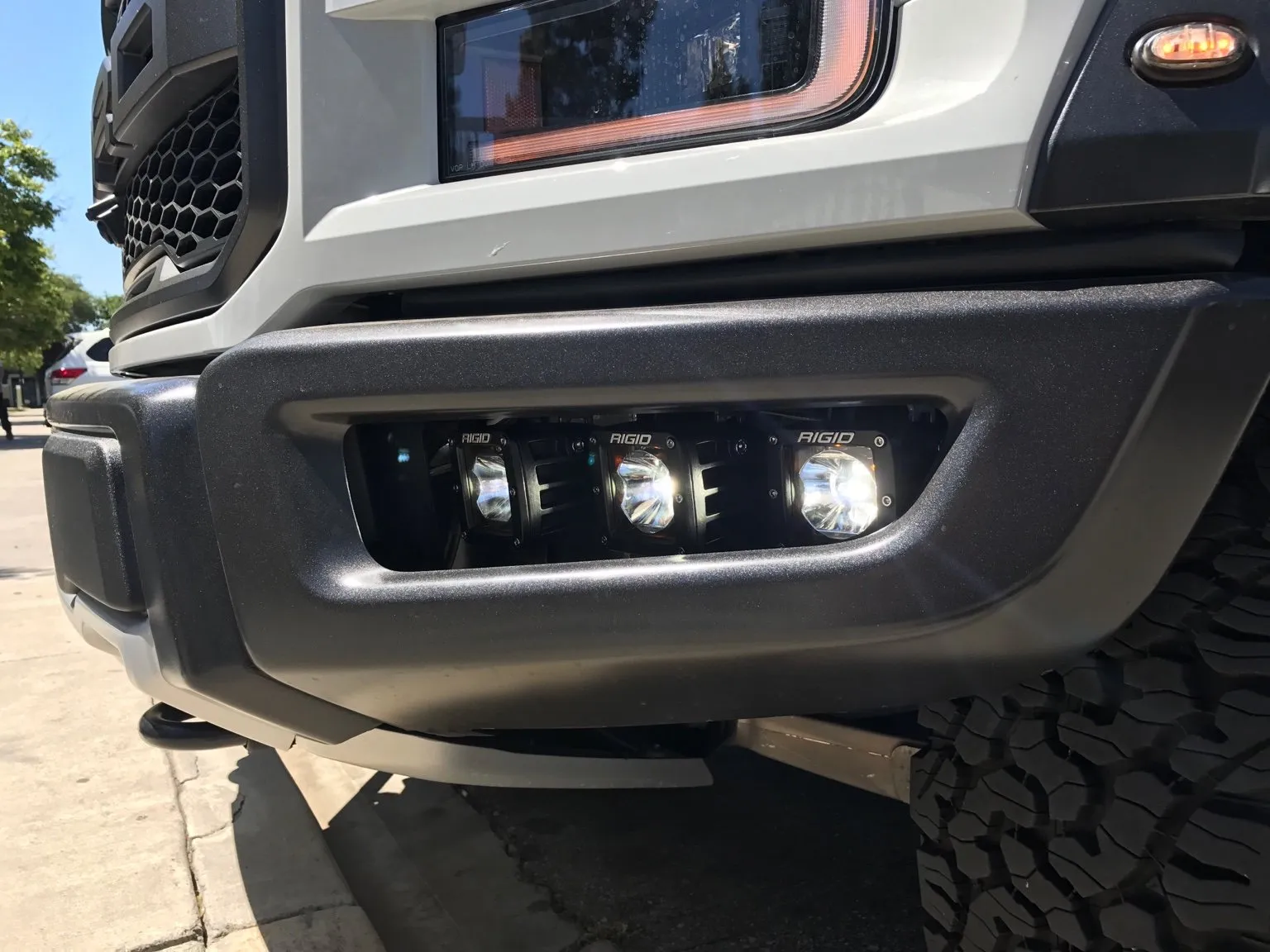 Offroad Alliance - Triple Fog Light Kit - Rigid Industries Radiance Pods w/ N-Fab Brackets - 2017-2020 Raptor
