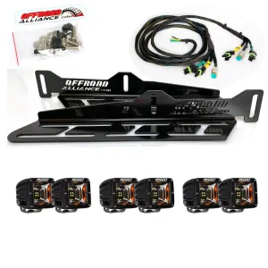 Offroad Alliance - Universal Triple Bumper Light Kit w/ Rigid Radiance Scene Lights - 2017-2020 Raptor