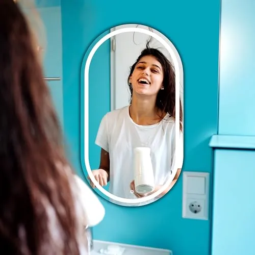 Premium Capsule LED Lighted Mirror Decorative Interior Decorative Wall 8 x 24 Inch Bathroom Mirror (Rectangle Finish : Polished)