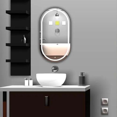Premium Capsule LED Lighted Mirror Decorative Interior Decorative Wall 8 x 24 Inch Bathroom Mirror (Rectangle Finish : Polished)