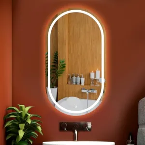 Premium Capsule LED Lighted Mirror Decorative Interior Decorative Wall 8 x 24 Inch Bathroom Mirror (Rectangle Finish : Polished)