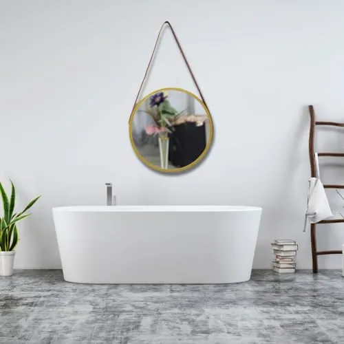Quality Glass Modern Elegance Round Wall-Mounted Mirror Metal Framed Wall Mirror Bathroom Mirror Living Room Mirror Home Decor Mirror 18 x 18 Inches Golden MF 75