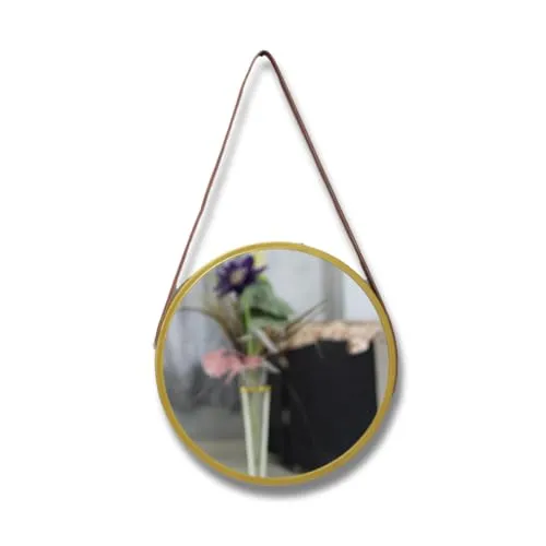 Quality Glass Modern Elegance Round Wall-Mounted Mirror Metal Framed Wall Mirror Bathroom Mirror Living Room Mirror Home Decor Mirror 18 x 18 Inches Golden MF 75