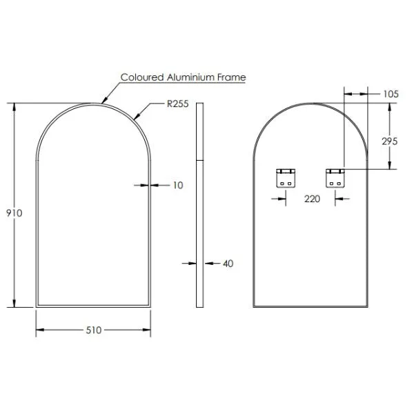 Remer Modern Arch 500mm Mirror Brushed Nickel Frame