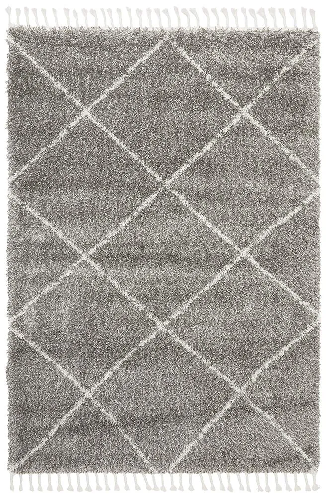 Saffron Grey | Shag Tassel Floor Rug