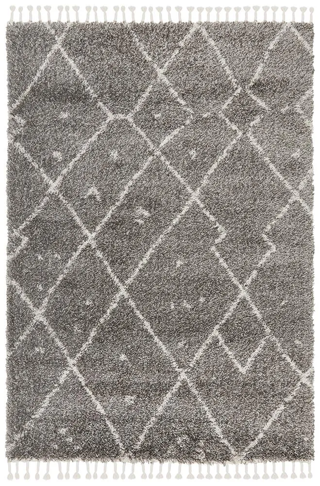 Saffron Grey | Shag Tassel Floor Rug