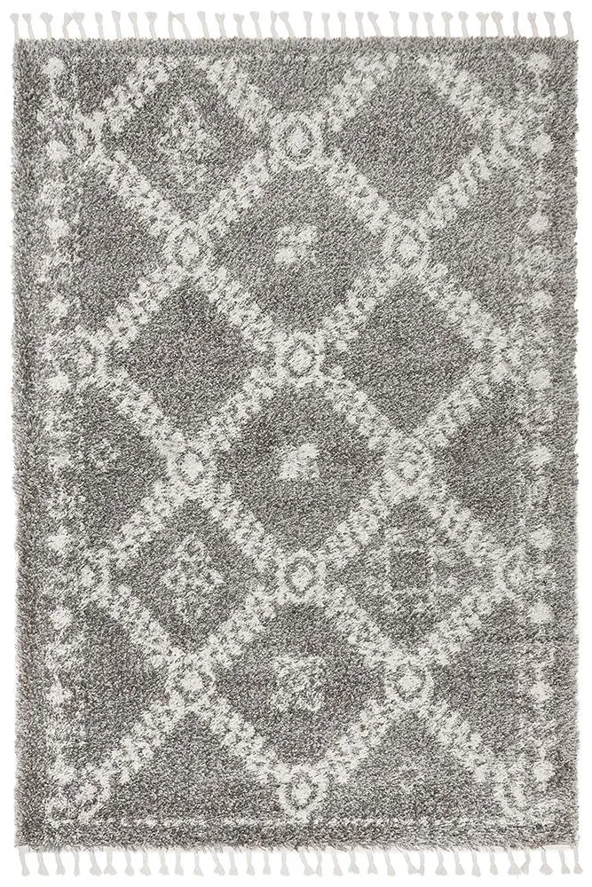 Saffron Grey | Shag Tassel Floor Rug