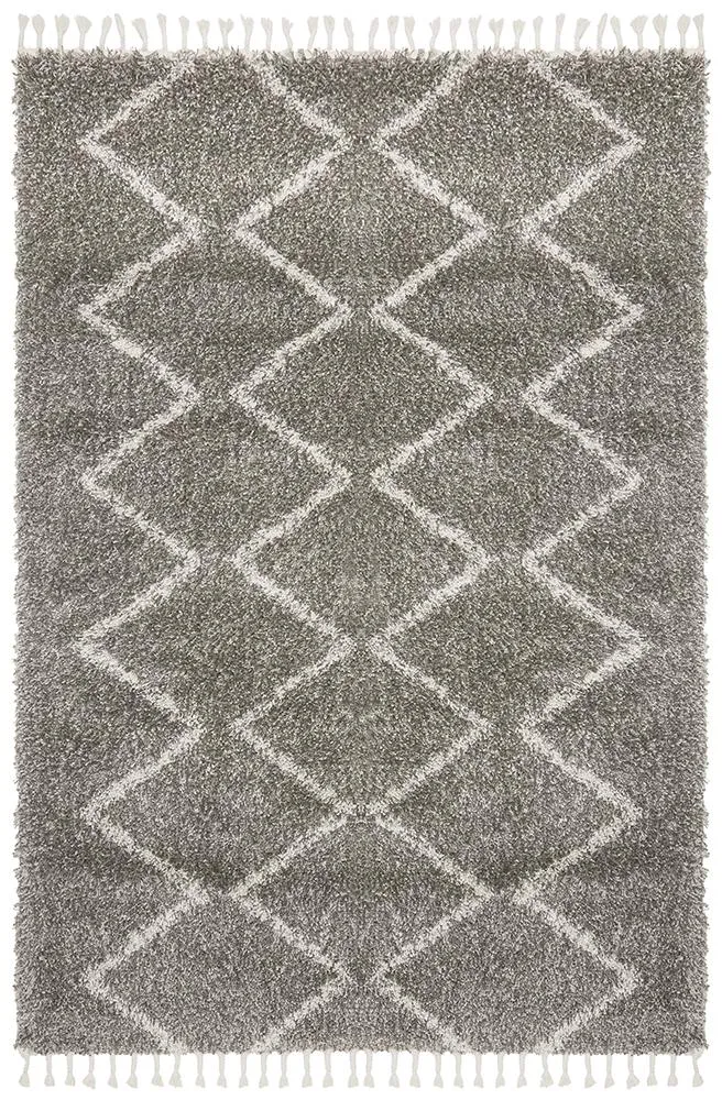 Saffron Grey | Shag Tassel Floor Rug
