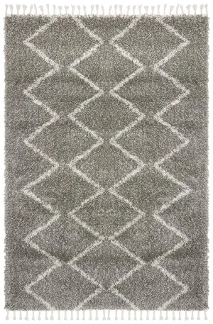 Saffron Grey | Shag Tassel Floor Rug