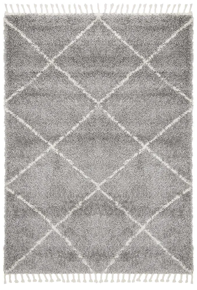 Saffron Light Grey Shag Tassel Floor Rug