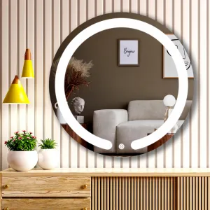 SAHAJ PLASTO NEVEX Round Wall Mounting Led Mirror with Bathroom,Light Mirror for Wash Besin,Size 24X24 inch|Mirror with Light 3 Tone (Cool White, Natural White, Warm White).
