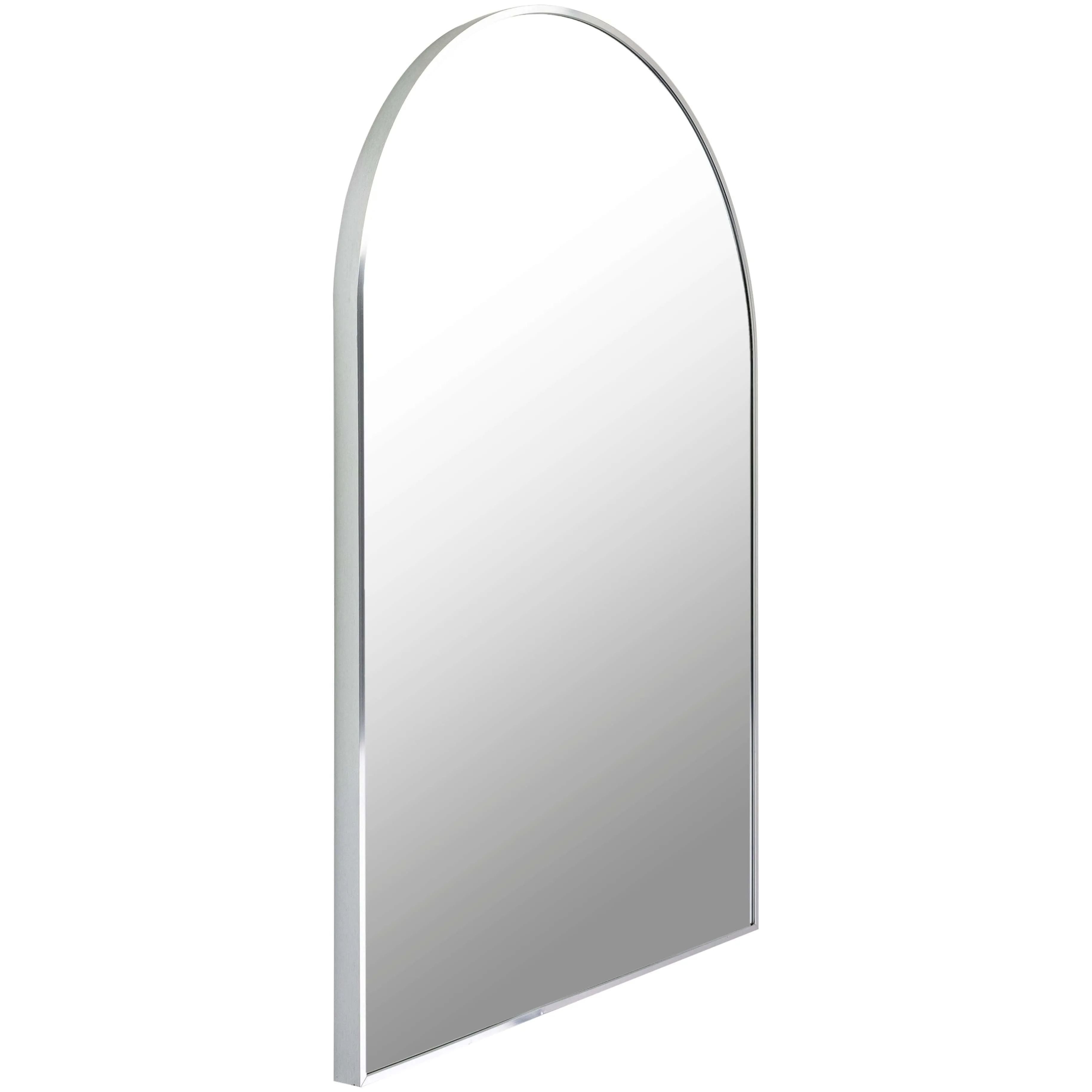 SURYA - Aranya Metallic-Silver Aluminum Frame Arched Mirror