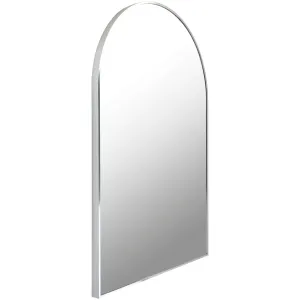 SURYA - Aranya Metallic-Silver Aluminum Frame Arched Mirror