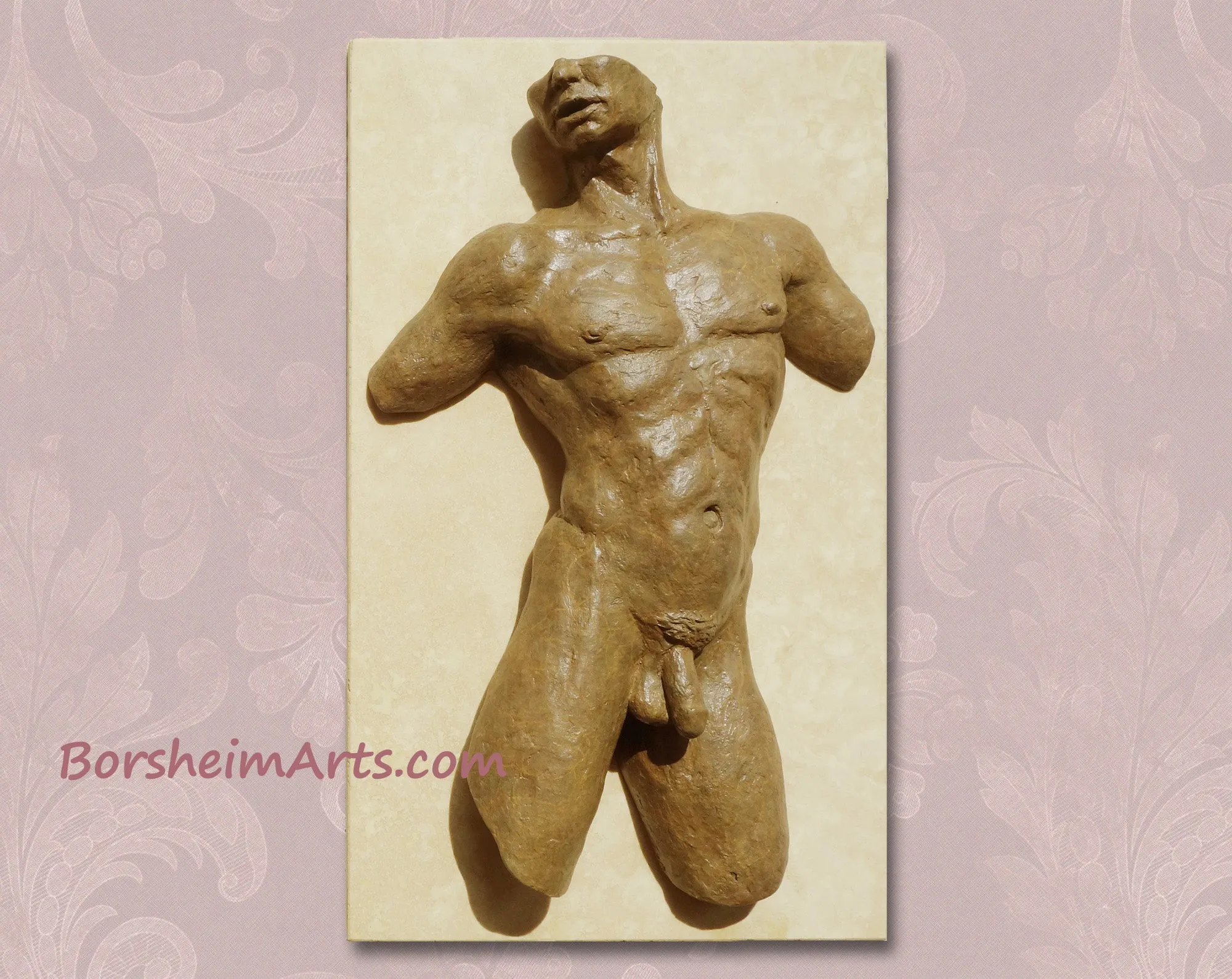 Valentine Male Nude Torso Bronze Wall Hanging Art