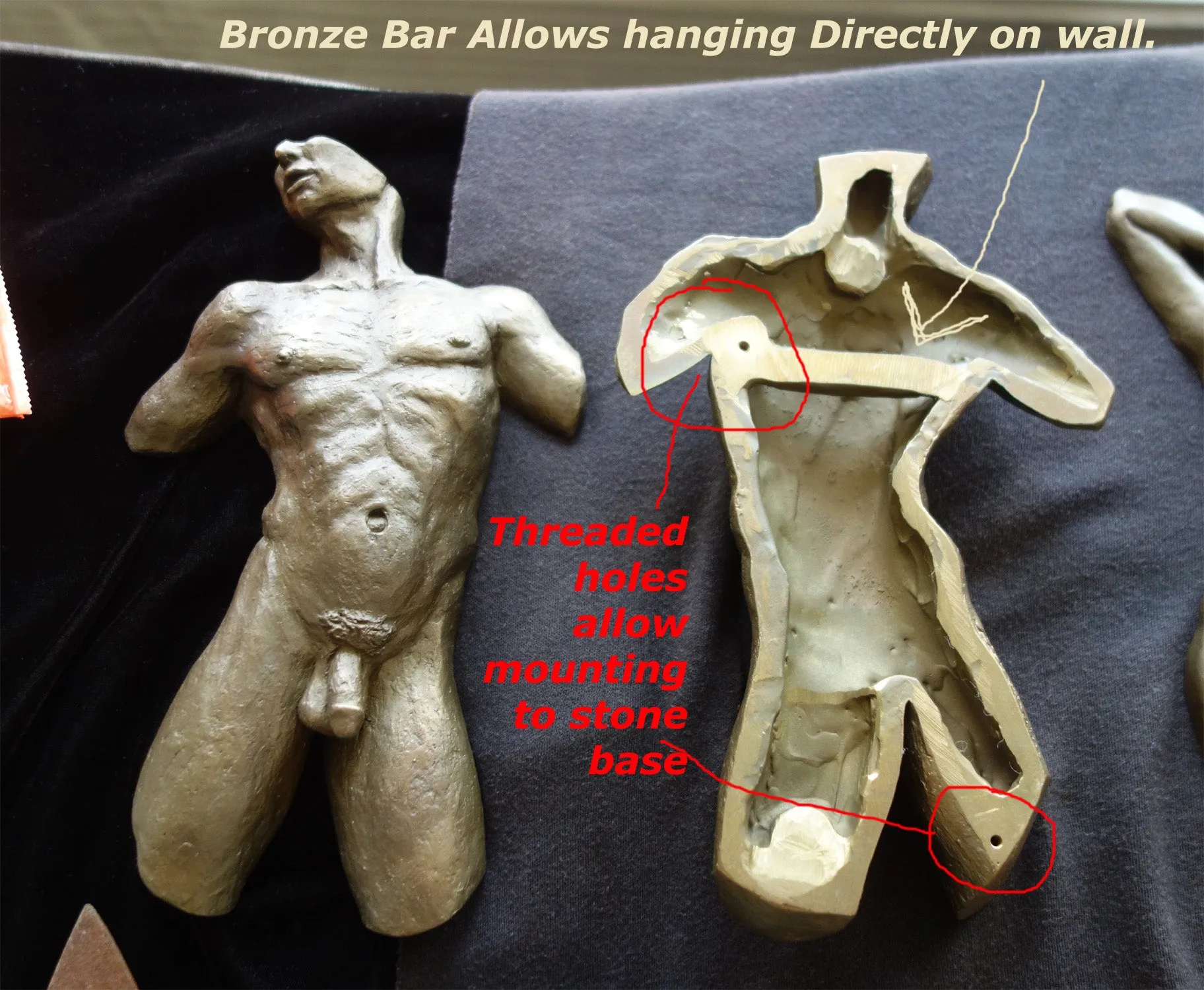 Valentine Male Nude Torso Bronze Wall Hanging Art
