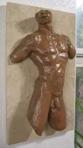 Valentine Male Nude Torso Bronze Wall Hanging Art