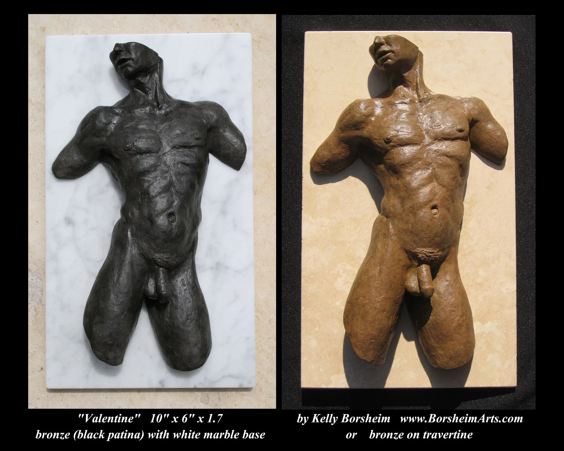 Valentine Male Nude Torso Bronze Wall Hanging Art
