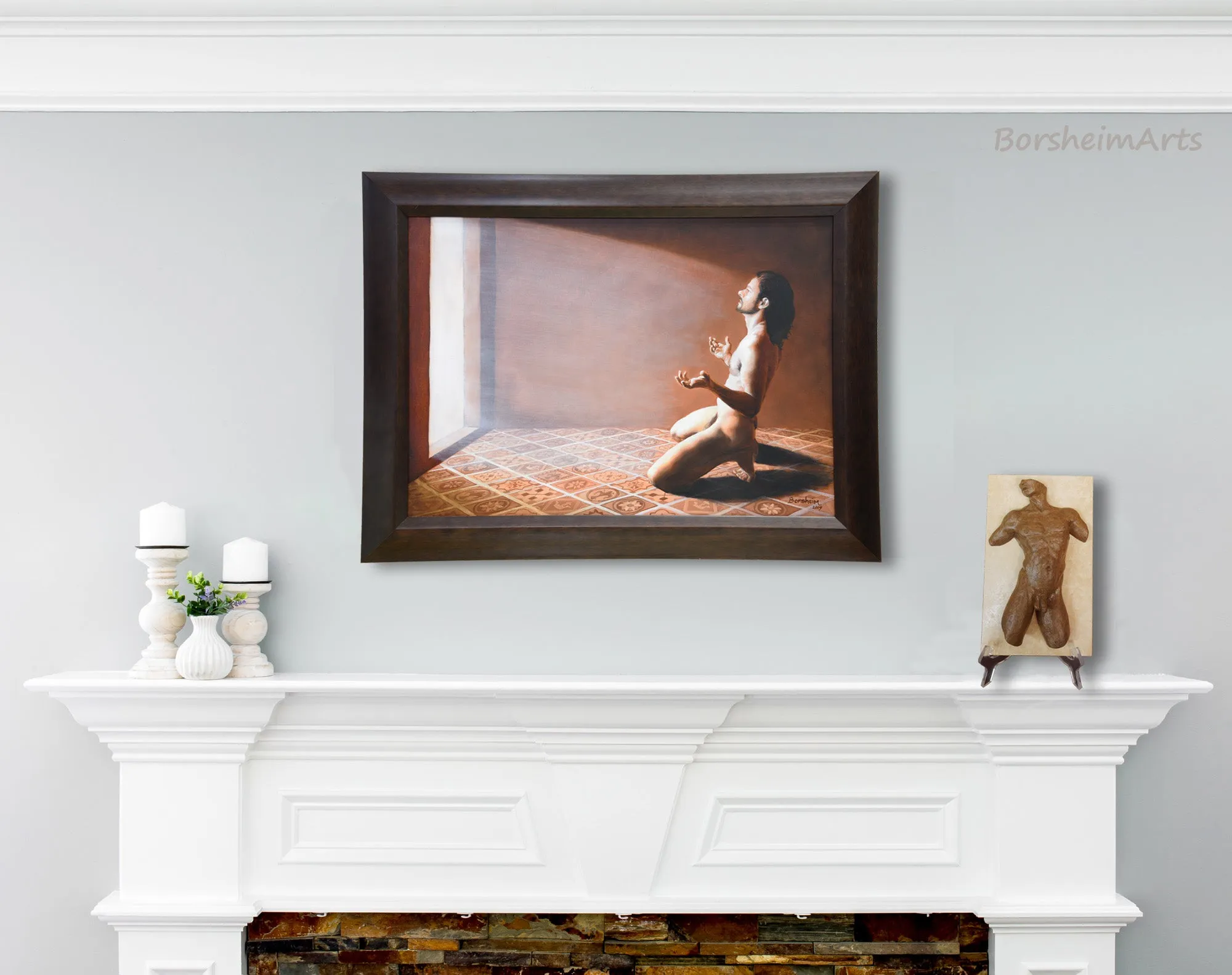 Valentine Male Nude Torso Bronze Wall Hanging Art