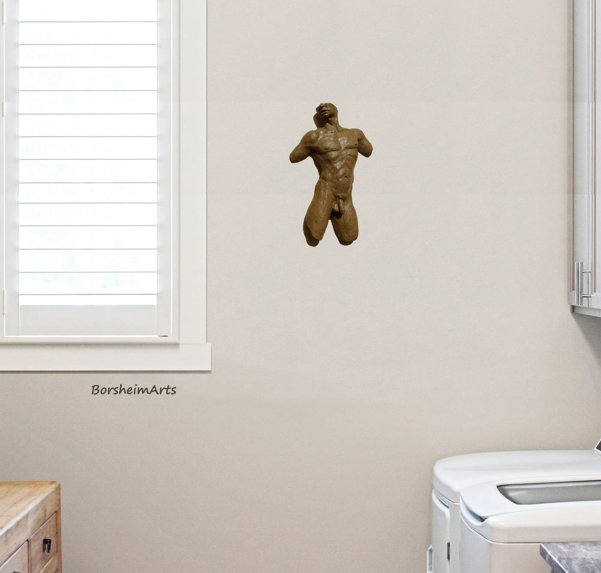 Valentine Male Nude Torso Bronze Wall Hanging Art