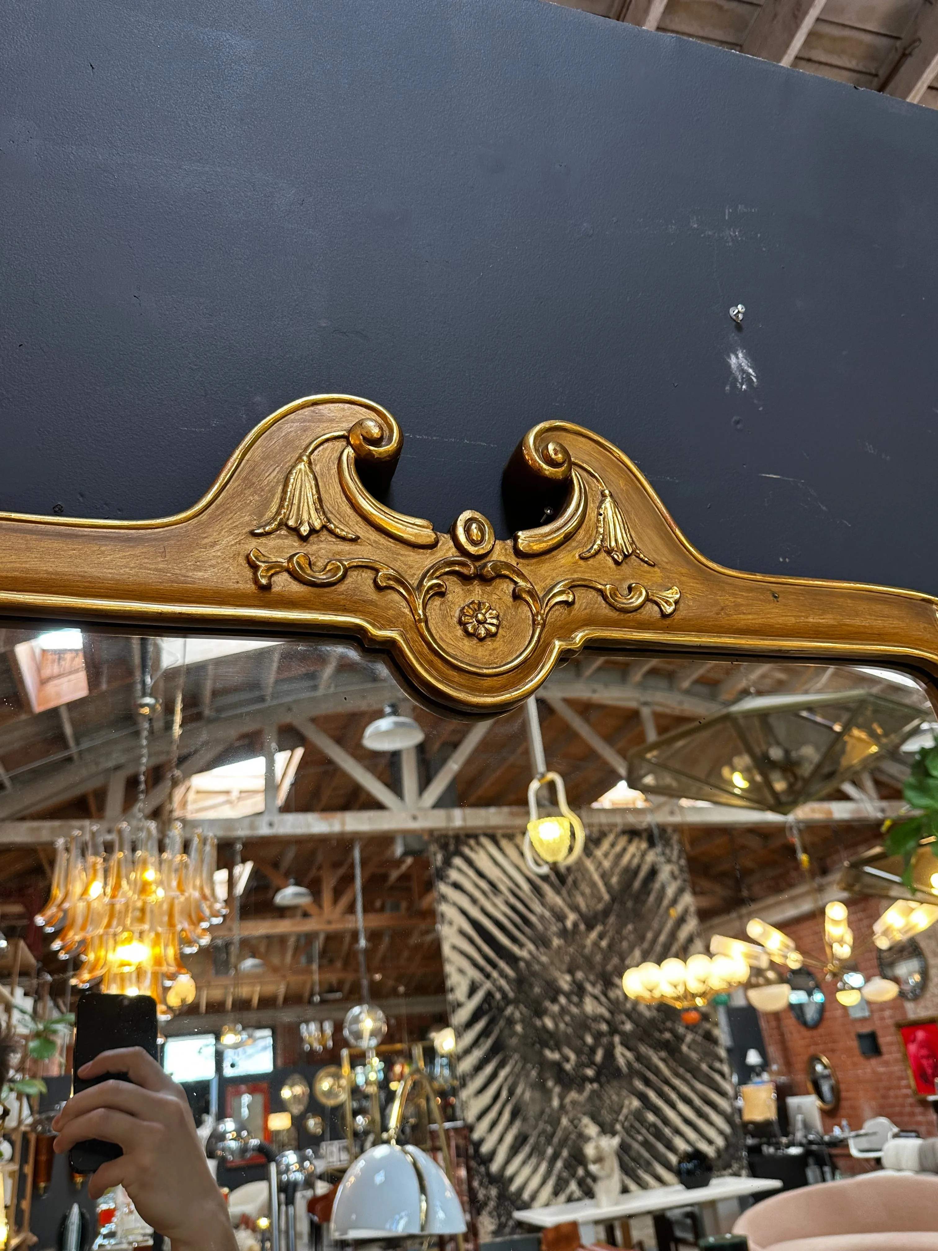 Venetian Gold Leaf Oversize Italian Mirror 1950s