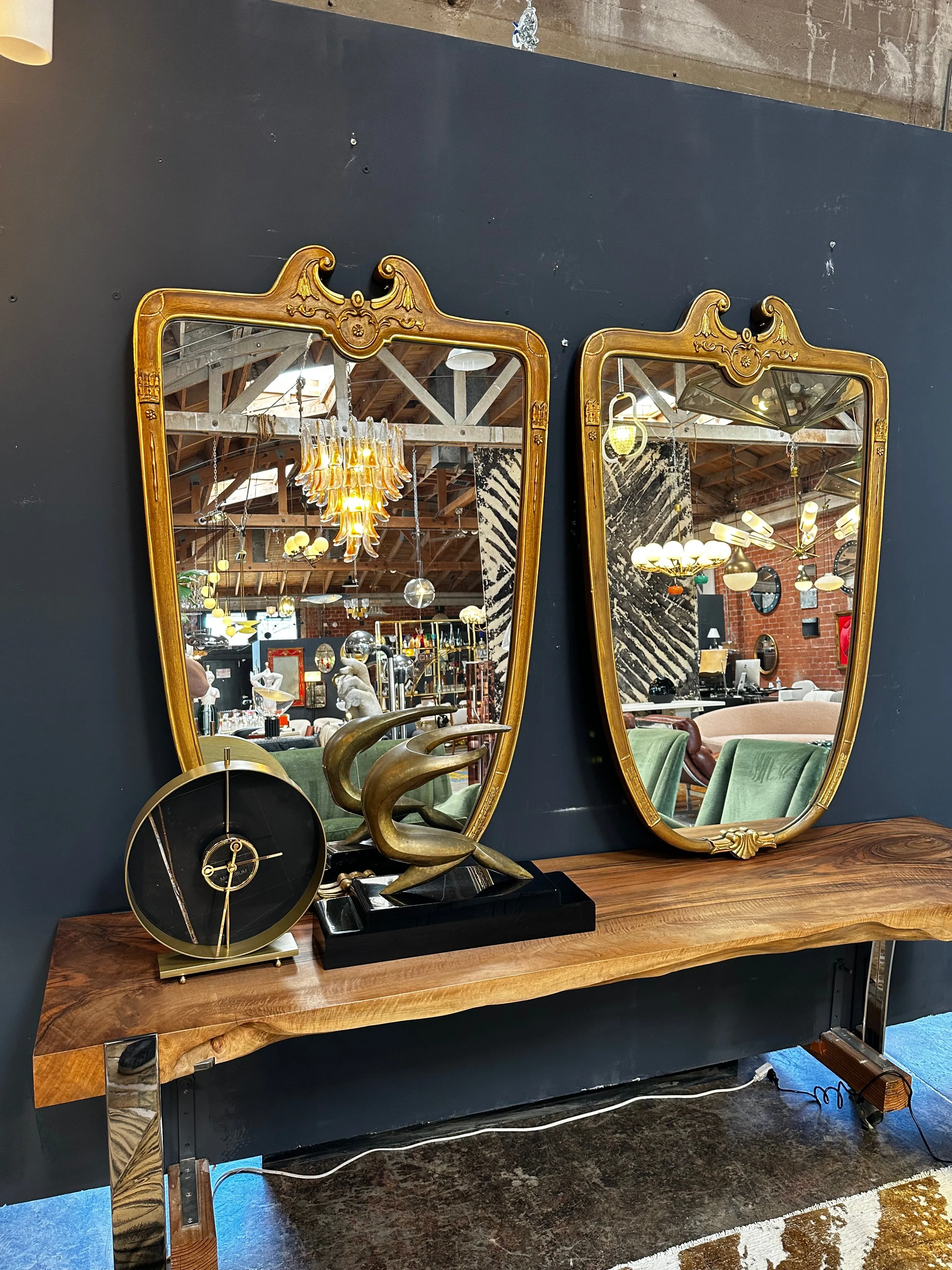 Venetian Gold Leaf Oversize Italian Mirror 1950s