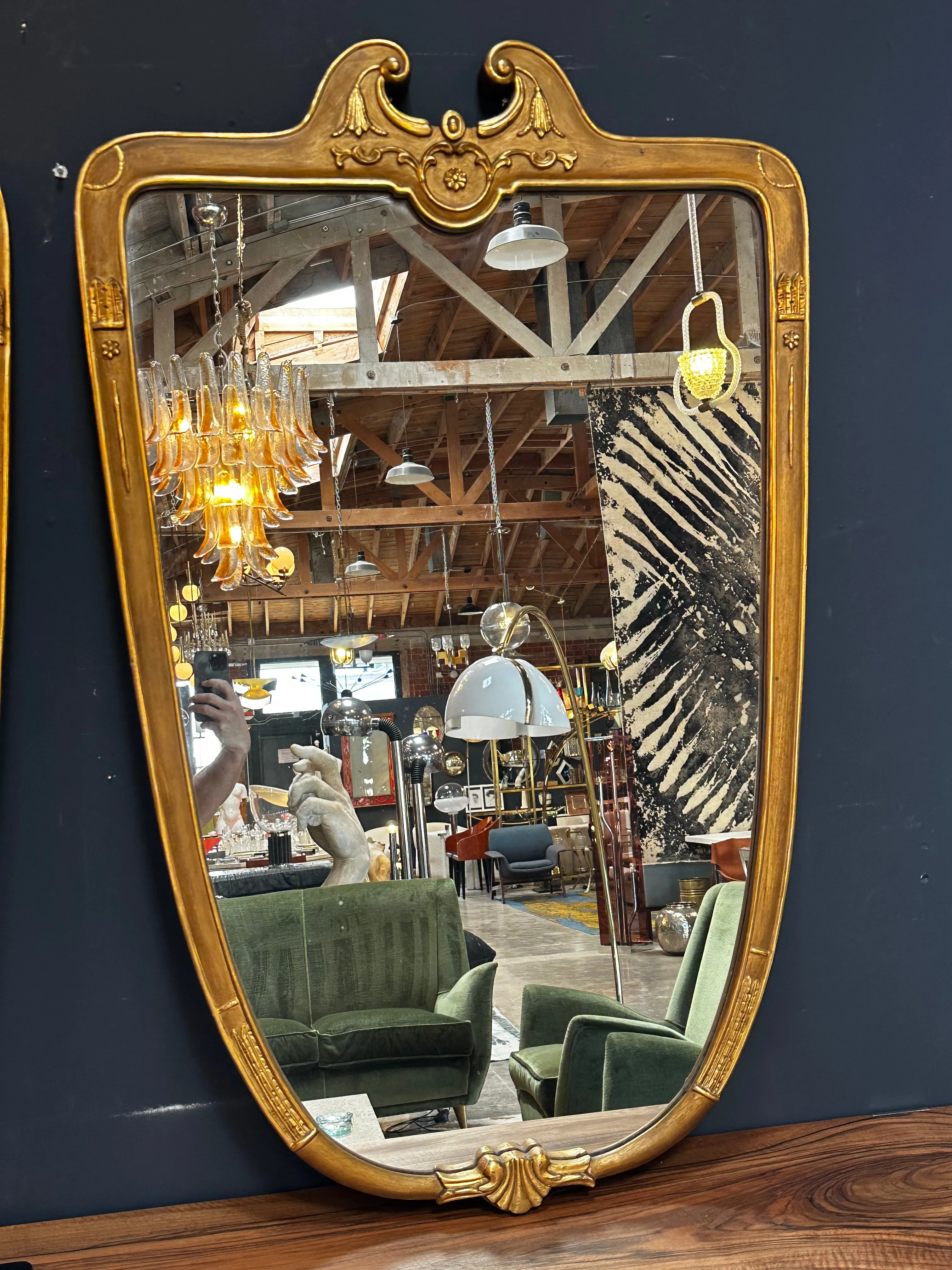 Venetian Gold Leaf Oversize Italian Mirror 1950s