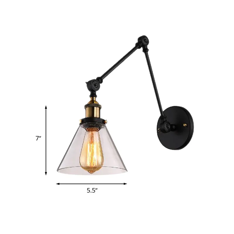 Vintage Clear Glass Brass Wall Sconce Light Fixture - 1 Light for Living Room