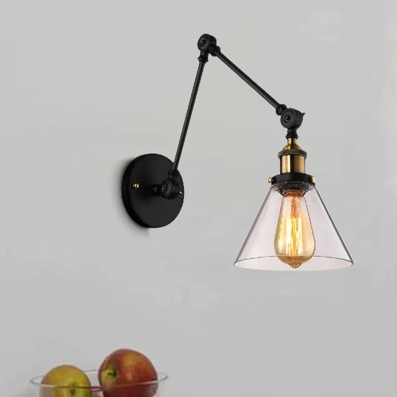 Vintage Clear Glass Brass Wall Sconce Light Fixture - 1 Light for Living Room