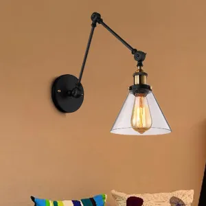 Vintage Clear Glass Brass Wall Sconce Light Fixture - 1 Light for Living Room