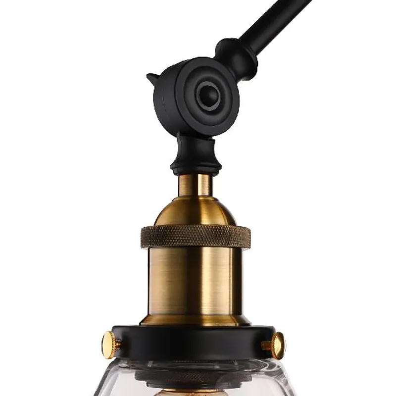 Vintage Clear Glass Brass Wall Sconce Light Fixture - 1 Light for Living Room