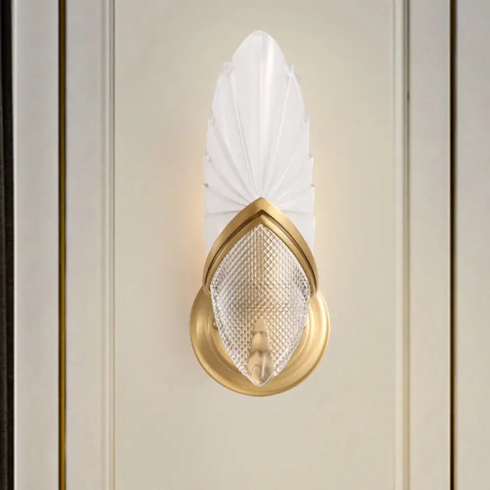 Vintage Style Gold Wall Lamp with Frosted Oval Glass for Bedroom