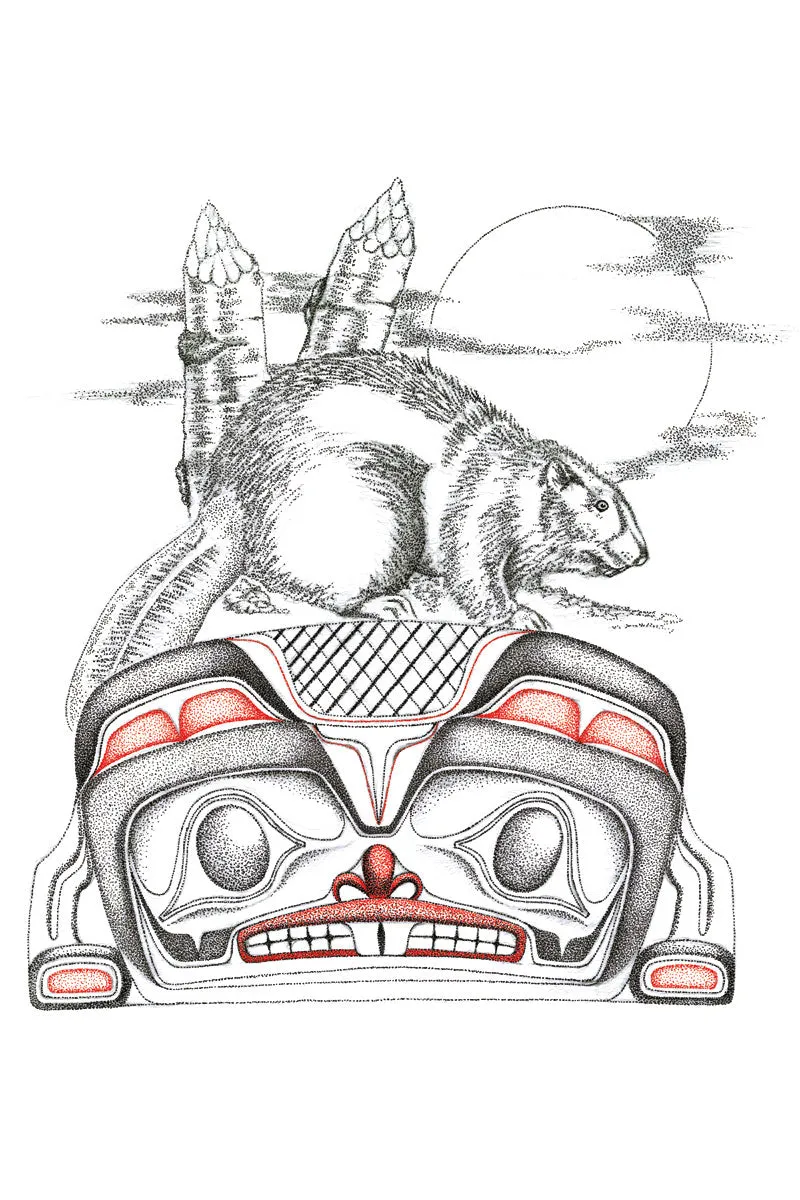 Wall Art - Beaver Making Home by Native Artist Charles Silverfox