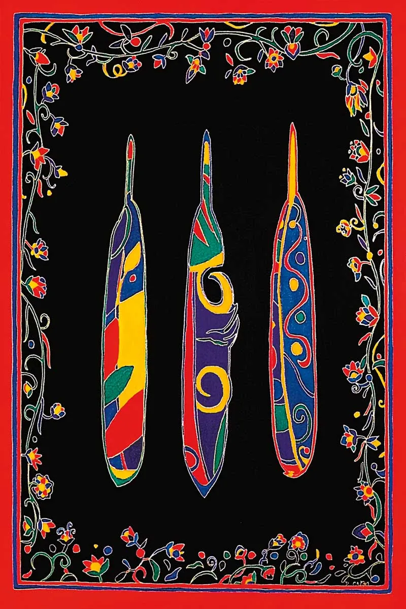 Wall Art - Three Feathers by Indigenous Artist, Dawn Oman