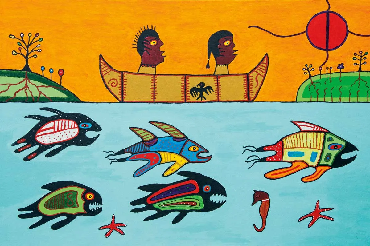 Wall Art -  Wesakechak Going to School by Native Artist Dave Pelletier