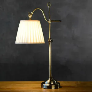 White Modern Table Lamp with Height Adjustable Design - Pleated Fabric Shade, 1-Light Nightstand Lamp