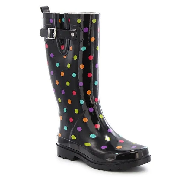 Women's Dot City Tall Rain Boot - Black